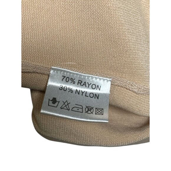 Leo Guy Size M Color Tan Sleeveless evening Top  Intricate Silver Rhine Stone - Picture 9 of 10